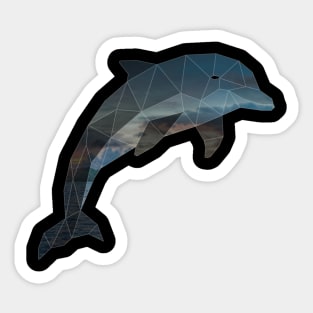 Dolphin Low Poly Double Exposure Art Sticker